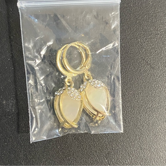 Faux Pearl Earrings with Rhinestones - Picture 1 of 2